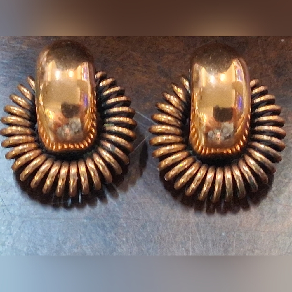 Renoir MCM Copper Clip On Earrings Vintage